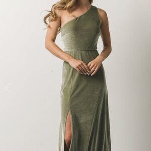 Tatiana Velvet One Shoulder Maxi Dress | Sage - L Baltic Born